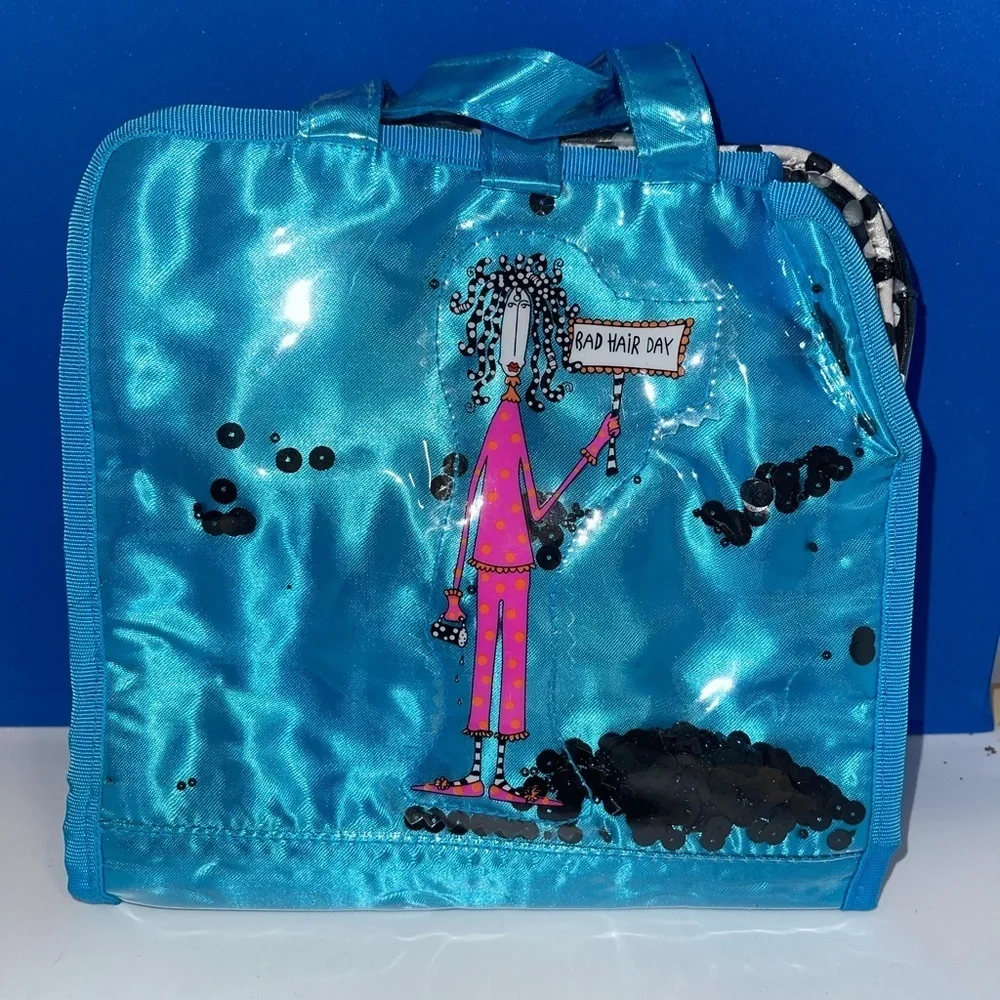Dolly Mama Blue Satin & Sequin Makeup/Jewelry Case